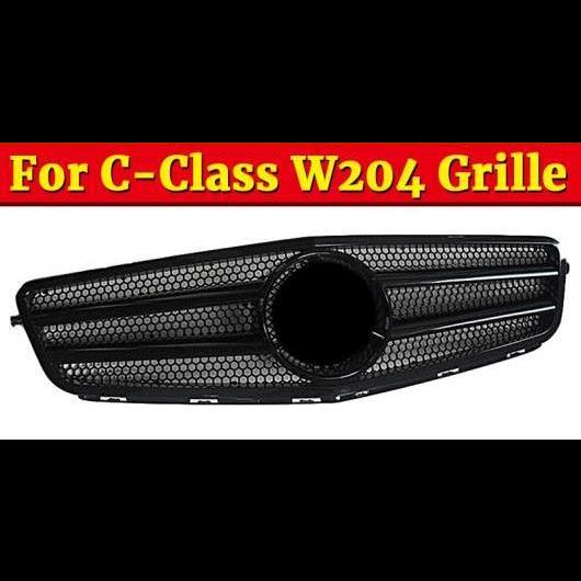 車部品 適用: メルセデス Cクラス W204 C204 サルーン クーペ C63 フロント バンパー スポーツ グリッド グリル ABS 光沢ブラック 07-14 タイプ001 AL-EE-0853 AL