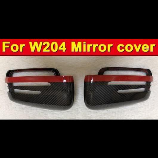 適用: メルセデス W204 カーボンファイバー サイド ミラー カバー レッド ライン Cクラス ドア 10-14 タイプ001 AL-EE-0974 AL