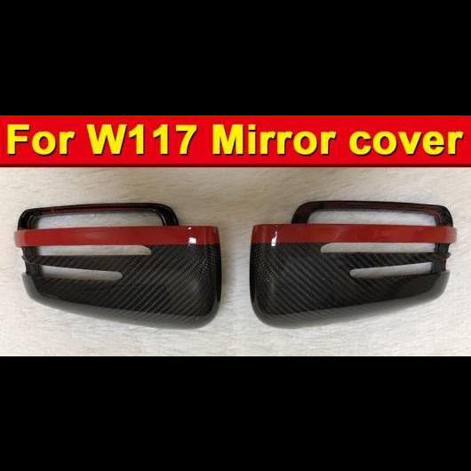 車用外装パーツ W117 カーボンファイバー レッド ライン ミラー カバー 適用: メルセデス CLA45AMG サイド ドア リア ミラー ヘッド カバー 2014-16 タイプ001 AL-EE-0976 AL