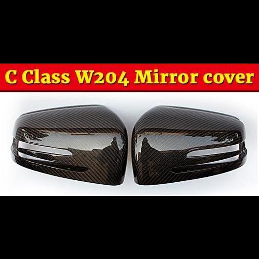車用外装パーツ 適用: メルセデスベンツ Cクラス W204 サイド ミラー カバー ヘッド 2個 カーボンファイバー ブラック C180 C200 C250 C63 2010-14 タイプ001 AL-EE-1003 AL