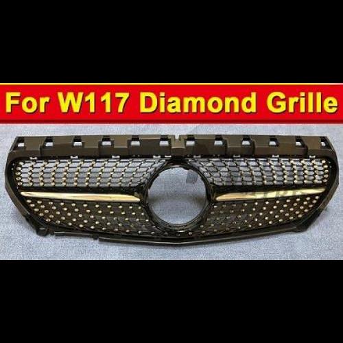車用外装パーツ W117 フロント グリル ダイヤモンド 適用: メルセデスベンツ CLA-W117 CLA180 CLA200 CLA250 CLA300 CLA350 ABS 材質 ブラック メッシュ 2014-18 タイプ001 AL-EE-1011 AL