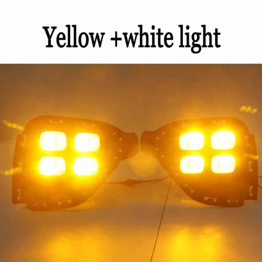 1ペア LED DRL デイタイム ランニング ライト 防水 DRL ホワイト デイ ライト + イエロー 色 ターニング シグナル 適用: ヒュンダイ クレタ IX25 イエロー ＆ ホワイト AL-EE-3794 AL