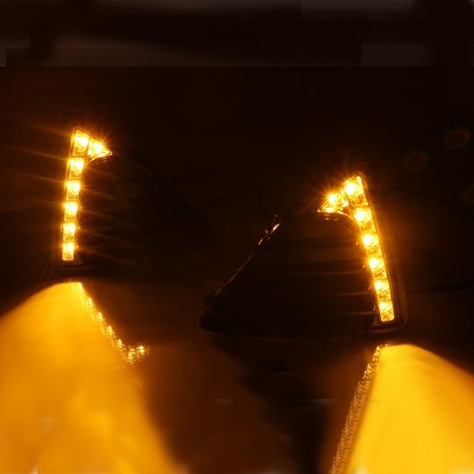 点滅 1 セット 適用: フォード フォーカス 2012-2015 LED DRL デイタイム ランニング ライト デイライト イエロー ターンシグナルランプ ABS+LED ホワイト ＆ イエロー AL-EE-3842 AL