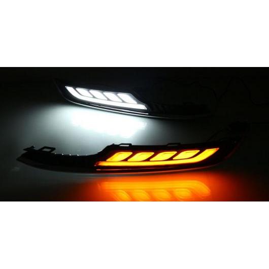 適用: VW フォルクスワーゲン ゴルフ 7 2013 2014 2015 2016 ペア LED DRL デイタイム ランニング ライト ABS 12V フォグランプ カバー ホワイト ＆ オレンジ AL-EE-3847 AL
