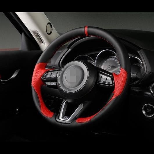 適用: MAZDA3 マツダ 3 アクセラ 2014-2017 ステアリング ホイール カバー ソフト レザー 編み上げ ハンドル インテリア アクセサリー タイプ001 AL-EE-6731 AL