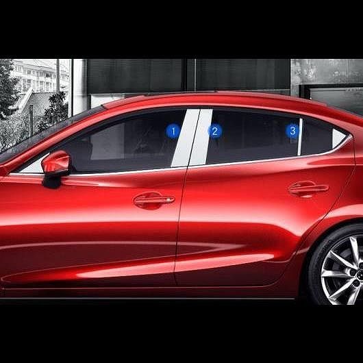 適用: MAZDA3 マツダ 3 アクセラ 2014-2017 ステンレス スチール ウインドウ ピラー ポスト カバー トリム ステッカー 6ピースセット AL-EE-6733 AL