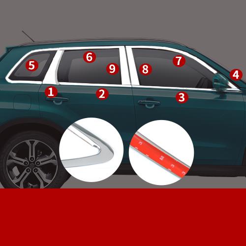 適用: スズキ ビターラ 2016-2018 ステンレス スチール ウインドウ トリム ストリップ エクステリア 装飾 アクセサリー 18ピースセット AL-EE-6845 ALの通販は