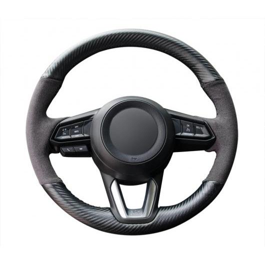 適用: マツダ CX-5 CX5 CX 5 2017-19 DIY ステアリング ホイール カバー ソフト レザー 編み上げ ハンドル カーボンファイバー AL-EE-7274 AL