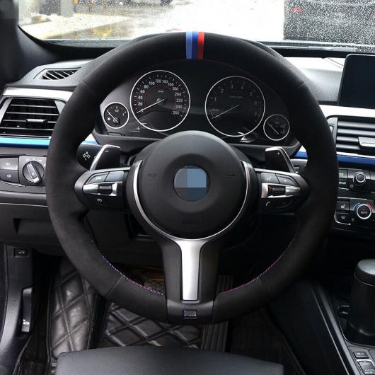 ステアリングホイールカバー 編み上げタイプ ブラックスウェード 適用: BMW F33 428I 2015 F30 320D 328I 330I 2016 M3 M4 2014-2016 F87 レッド ブルー 糸 AL-FF-0714 AL