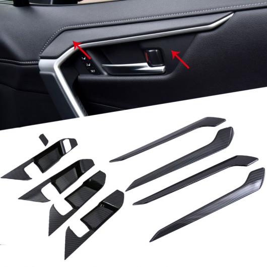適用: トヨタ RAV4 RAV 4 2019 2020 アクセサリー カーボンファイバー インテリア ドア ハンドル ボウル ヘッド カバー トリム 装飾 ステッカー 8ピース AL-FF-0818 AL 25,539円