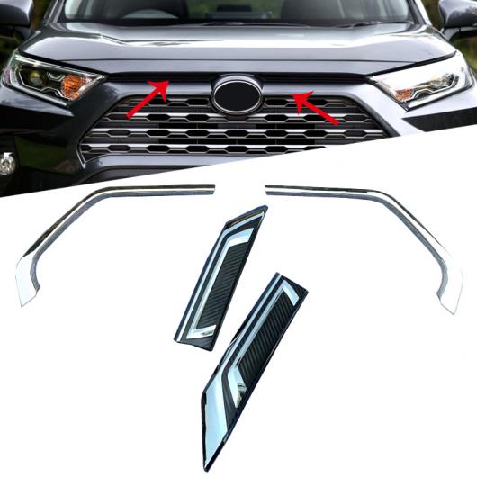 クローム車のフロントセンターグリルグリッド装飾カバートリム10個アウディA3 8v 2017グリルデカールストリップ外装変更されたスタイリング 適用: トヨタ RAV4 RAV 4 ハイブリッド 2019 2020 ABS クローム