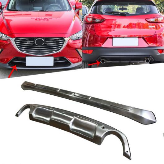 適用: マツダ CX-3 CX3 2018 304 ステンレス スチール フロント リア バンパー プロテクター ガード スキッド プレート シル カバー スポイラー フロント＆リア AL-FF-1020 AL