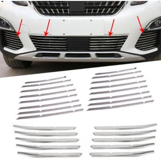 ステンレス スチール フロント フォグライト ランプ カバー ボトム グリッド グリル 装飾 トリム 適用: プジョー 3008 3008GT 2016 2017 2018 26ピース AL-FF-1105 AL