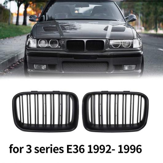 フロント グリル コンパチブル 適用: BMW E36 325i 320i 318is 1992-1996 ダブル スラット スポーツ スタイル マットブラック タイプ001 AL-JJ-2797 AL