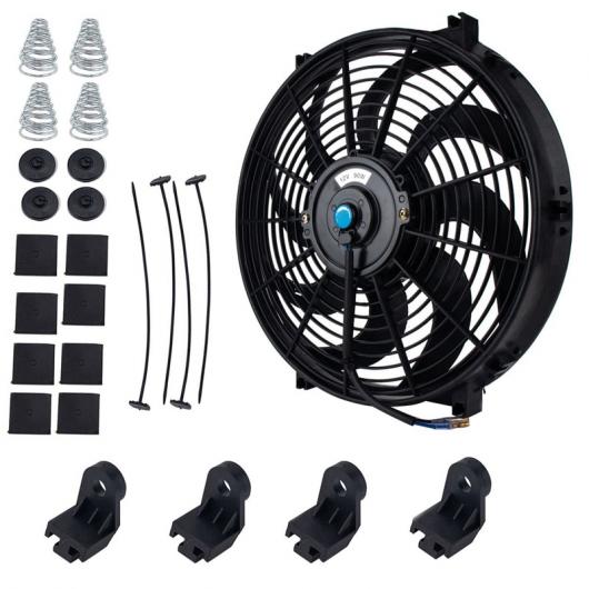 ユニバーサル ハイ パフォーマンス 12V スリム 電動 冷却 ラジエーター ファン ファン マウント キット 14 インチ ダークグレー AL-JJ-3001 AL