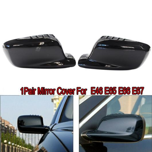 ペア リア ビュー ミラー カバー サイド ミラー キャップ 適用: BMW E46 3 -シリーズ E65 E66 E67 7 -シリーズ 745I 750i 光沢ブラック タイプ001 AL-JJ-3472 AL