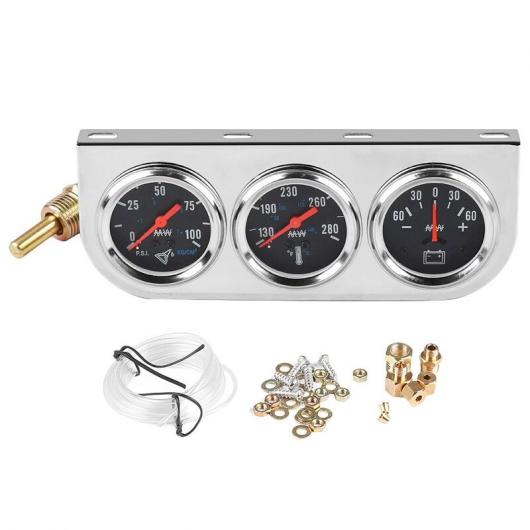 12V オイル プレッシャー ウォーター 温度 電流 3-イン-1 コンビネーション メーター 52mm ユニバーサル メカニカル トリプル メーター タイプ001 AL-JJ-4035 AL