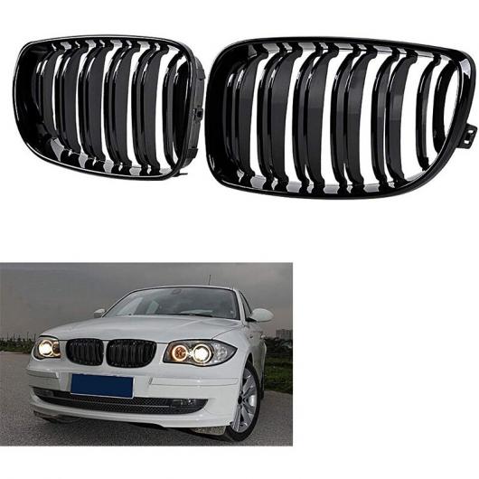 光沢ブラック デュアル スラット フロント グリル 適用: BMW E81 E87 E82 E88 120i 128i 130i 135i 2007-2011 タイプ001 AL-JJ-4334 AL