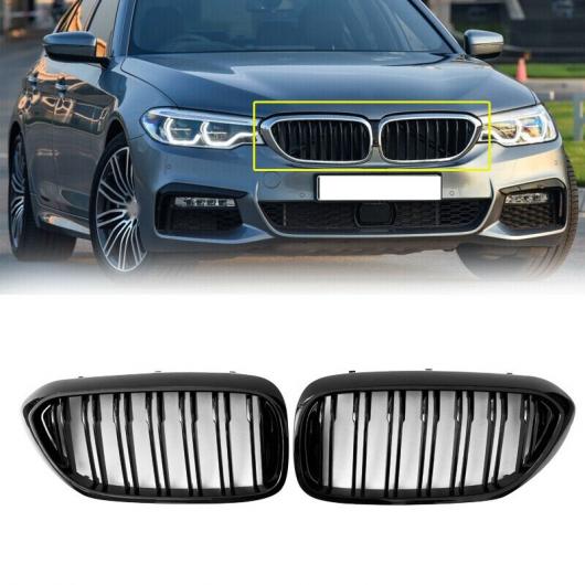 フロント グリル ダブル ライン グリル 光沢ブラック 適用: BMW 5シリーズ G30 G31 G38 2017-2019 ピアノブラック AL-JJ-4668 AL