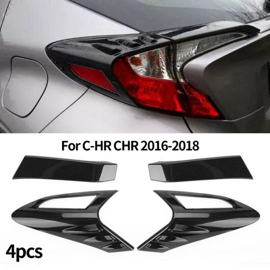 4ピース カーボンファイバー スタイル リア バック ランプ テールライト カバー トリム 適用: トヨタ CHR C-HR 2016-2018 カーボン調 AL-JJ-5194 AL