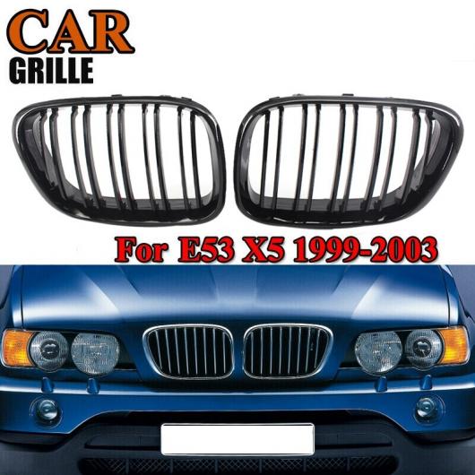 フロント グリル 適用: BMW X5 E53 1998-2003 ダブル スラット スポーツ スタイル 光沢ブラック ブラック AL-JJ-5687 AL