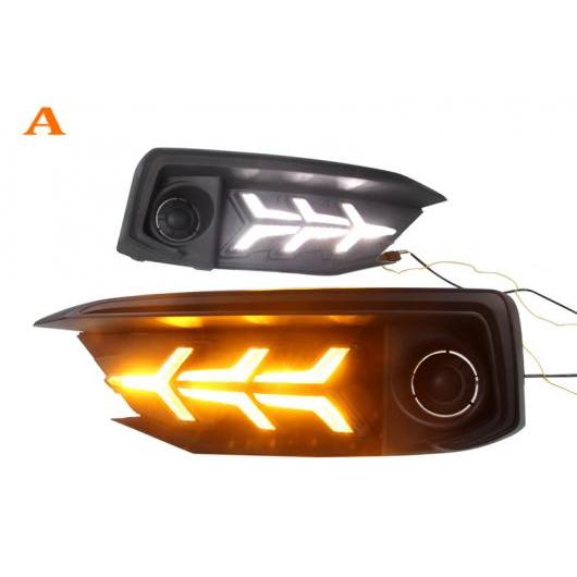 2ピース 適用: ホンダ シビック 2019 2020 LED デイタイム ドライビング ランニング ライト DRL フォグランプ 6000K ホワイト ターン イエロー ターン ブルー ライト A AL-JJ-9554 AL