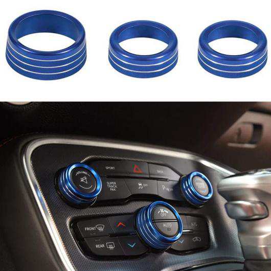 AL 3ピース ラジオ AC ノブ エア コンディション スイッチ ボタン 適用: ダッジ/DODGE チャレンジャー チャージャー クライスラー/CHRYSLER 300 2015-2020 ブルー AL-KK-1207