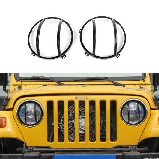 ヘッドライト カバー フロント ガード ヘッドランプ 保護 適用: ジープ/JEEP ラングラー TJ 1997-2006 ブラック ブラック AL-KK-1714 AL