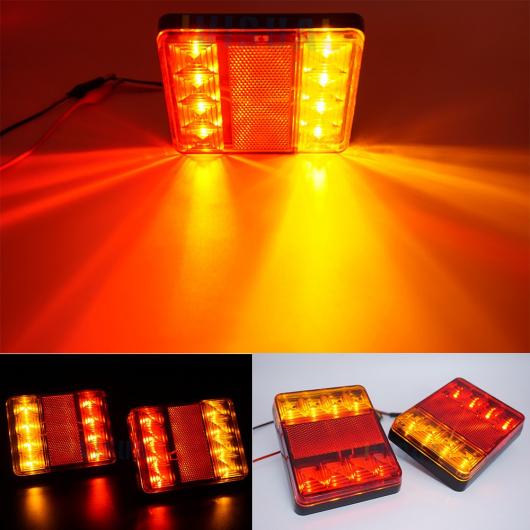 2ピース 防水 トラック LED テールライト リア ランプ ストップ リバース セーフティー インジケーター フォグライト 適用: トレーラー トラック テールライト 2ピース 8LED 12V AL-KK-2570 AL