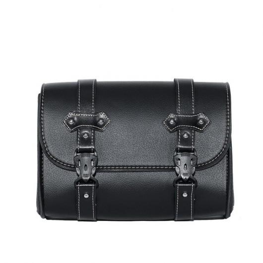 オートバイ サドル バッグ PU レザー ツール ロール シーシーバー バッグ モーター サイド ラゲッジ トラベル ツール テール バッグ 2 マウント ストラップ ブラック AL-KK-5300 2輪 AL