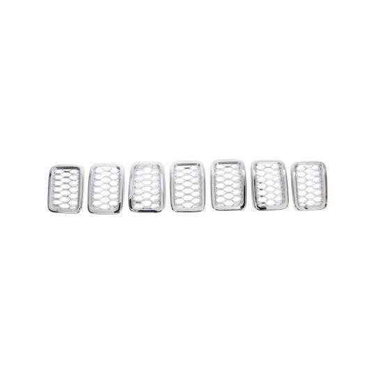 フロント グリル ネット 装飾 ステッカー 適用: ジープ/JEEP グランド チェロキー/CHEROKEE 2017+ABS クローム エクステリア アクセサリー スタイリング クロム AL-KK-7273 AL