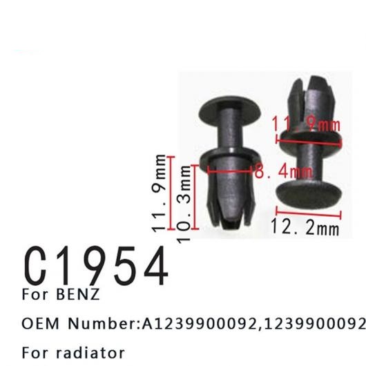 バックル プル スタッド A1239900092 1239900092 適用: メルセデスベンツ 300D 300SEL 190E 240D 280SE E320 230 クリップ ラジエーター 50ピース AL-MM-0635 AL