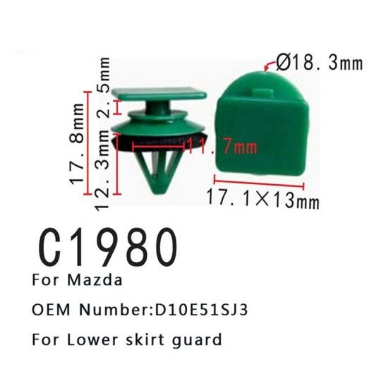 ポジショニング バックル オート スクリュー クリップ 適用: マツダ CX-3 MX-5 D10E51SJ3 ロワー スカート ガード バックル 100ピース AL-MM-0644 AL