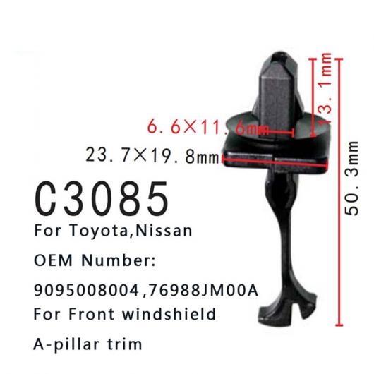 バックル フロント シールド Aピラー トリム ファスナー 9095008004 76988JM00A 適用: トヨタ レクサス カムリ カローラ ハイランダー マトリックス 日産 20ピース AL-MM-0692 AL