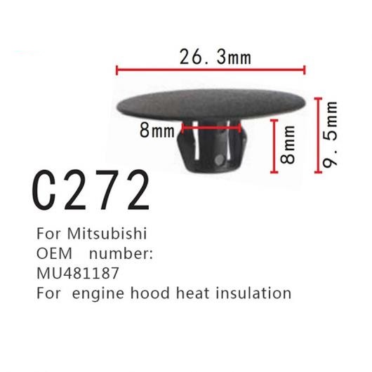 MU481187 適用: 三菱 エンジン フード ヒート 絶縁 プラグ ファスナー 100ピース AL-MM-0744 ALの通販は 12,140円