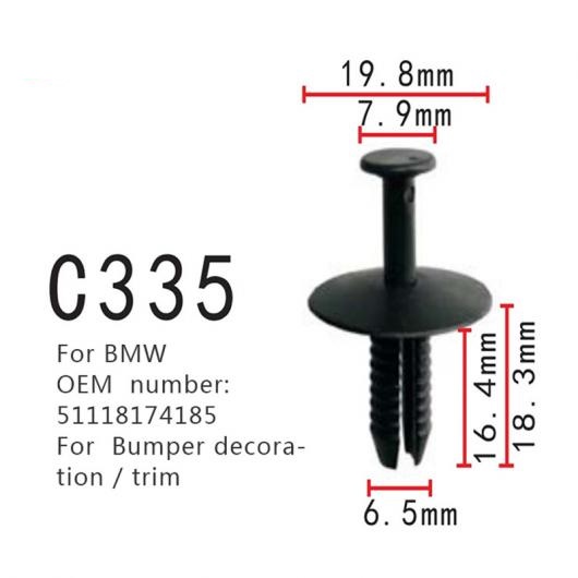 適用: BMW E38 E39 E46 E53 E83 バンパー 装飾 ポジショナー クランプ 51118174185 トリム プラグ ファスナー 100ピース AL-MM-0747 AL 11,899円