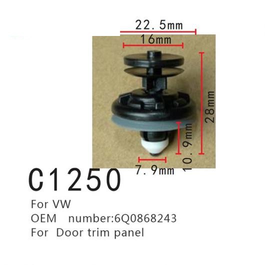 クリップ ファスナー 6Q0868243 適用: アウディ/AUDI A4 A6 R8 A8 RS6 VW ティグアン ゴルフ パサート ジェッタ ドア インテリア トリム パネル ポジショニング 50ピース AL-MM-0838 ALの通販は