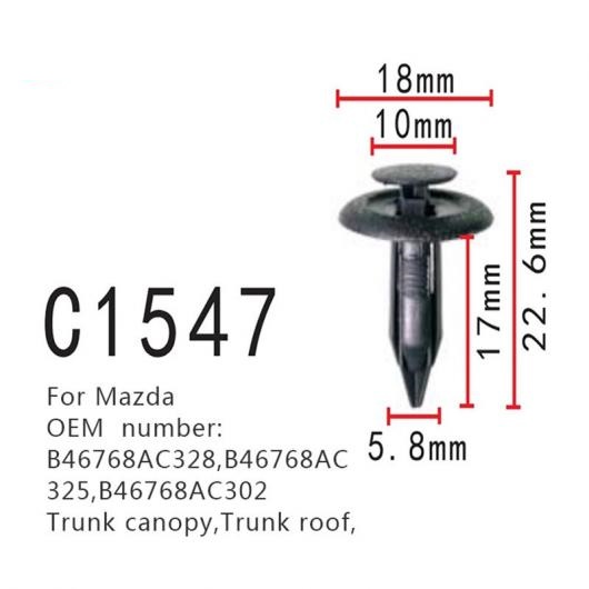 AL トランク ルーフ バックル 適用: マツダ B46768AC328 B46768AC325 B46768AC302 トランク CANOPY セルフ タッピング スクリュー ファスナー 20ピース AL-MM-0877