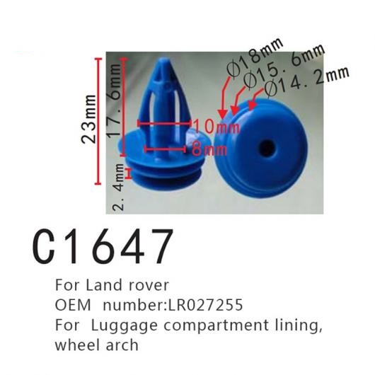 AL ホイール アーチ バックル クリップ 適用: ランド ローバー LR027255 車両 ポジショナー ラゲッジ コンパートメント 裏地 20ピース AL-MM-0902