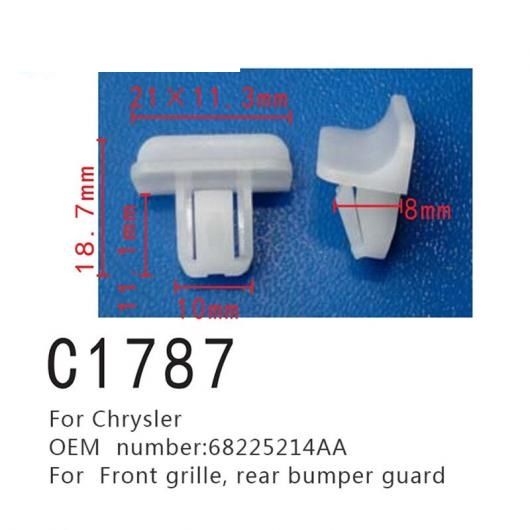 AL ファスナー フロント グリル バックル 適用: クライスラー/CHRYSLER パシフィカ 300LX ジープ/JEEP チェロキー/CHEROKEE KL WK 68225214AA リア バンパー ガード スクリュー ポジショニング 20ピース AL-MM-0963