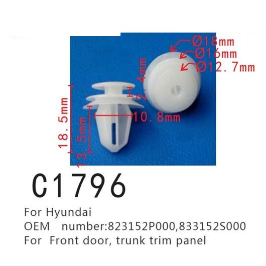 トランク トリム パネル ファスナー 適用: ヒュンダイ/現代/HYUNDAI 823152P000 833152S000 オート フロント ドア クリップ ポジショニング 50ピース AL-MM-0969 AL