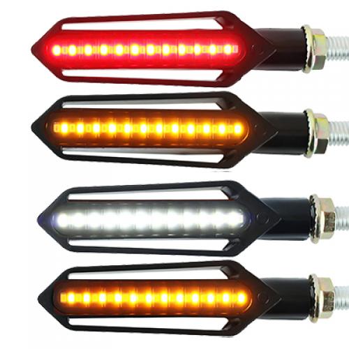オートバイ ウィンカー テールライト LED フロー ウインカー ブレーキ/ランニング ライト DRL フラッシャー 点滅 テール ランプ 適用: ホンダ 2×フロント-2×リア AL-MM-2111 AL