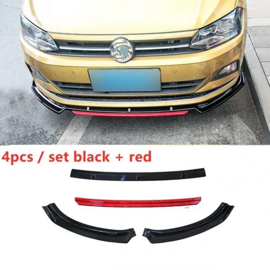 ABS フロント バンパー リップ スポイラー 適用: フォルクスワーゲン/VOLKSWAGEN VW ポロ プラス 2019 ヘッド チン シャベル プロテクター 3ピース 4ピース ブラックレッド AL-NN-0673 AL