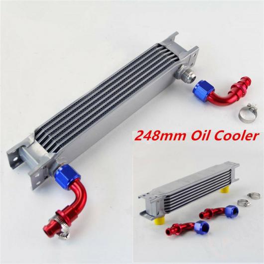 ユニバーサル エンジン オイル クーラー キット 7段 AN10 エンジン トランスミッション 248mm オイル クーラー W/ キット アルミニウム オイル ラジエーター シルバー AL-NN-0888 AL