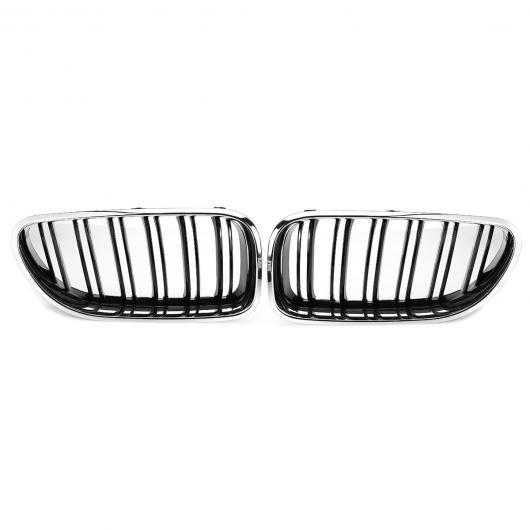 ペア ABS ダブルライン レーシング グリル 適用: BMW M6 640i 650i F06 F12 F13 2012 2013 2014 2015 2016 2017 A ハーフ クローム AL-NN-1005 AL