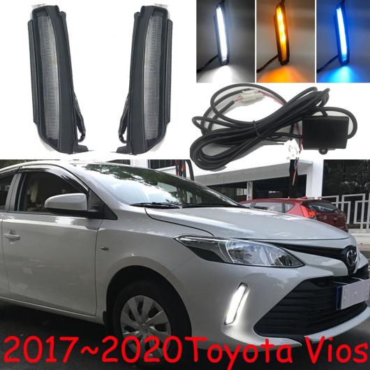 バンパー 上端 ともし火 当てはめる: ヴィオス デイタイム LED DRL 2017-2020 上端照明ランプ フォグランプ 白いこと 黄色青味 トヨタ ヴィオス 2017-2020 AL-OO-0084 AL