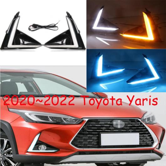 1セット バンパー ヘッドライト ヤリス ヴィッツ フォグライト 2019-2020 LED DRL ハロゲン バルブ オート デイタイム ホワイト イエロー B トヨタ ヤリス ヴィッツ 2019-2021 AL-OO-0093 AL