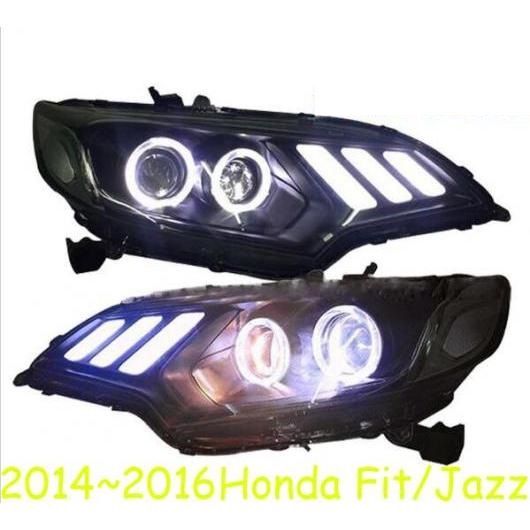 2ピース LED エンジェルアイ ガラス レンズ フロント ライト 適用: フィット ジャズ ヘッドライト HID キセノン 2014-2016 2ピース ホンダ フィット ジャズ 2014-2016 バルブなし AL-OO-0336 AL