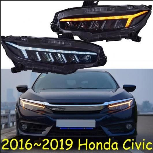 2ピース スタイリング ヘッドライト 適用: シビック 10世代 DRL 2016 2017 2018 LED ランニング ライト BI-キセノン ビーム 2ピース ヘッドライト ホンダ シビック 2016-2018 AL-OO-0339 AL