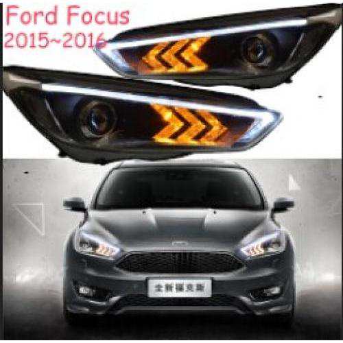 2ピース ヘッド ランプ 適用: フォーカス ヘッドライト 2012-2017 年 DRL デイタイムランニングライト BI-キセノン HID 2015-2017 フォード フォーカス ヘッドライトバルブなし AL-OO-0366 ALの通販は
